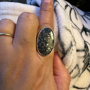 Elegant Black and Silver Statement Ring